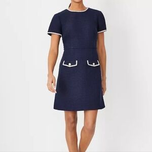 NWT Ann Taylor Navy Tweed Dress